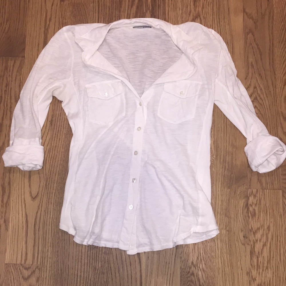 Jame Perse White rubbed button down T